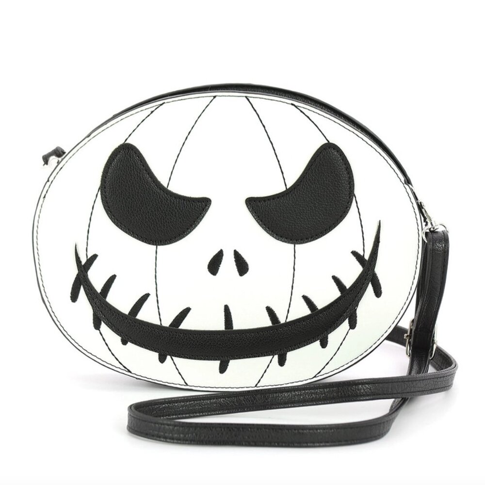 Glow in the Dark White Jack-O-Lantern Crossbody Purse